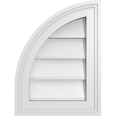 Ekena Millwork Quarter Round Top Left Surface Mount PVC Gable Vent w/ 2"W x 1-1/2"P Brickmould Frame, 12"W x 16"H GVPQL12X1602SN